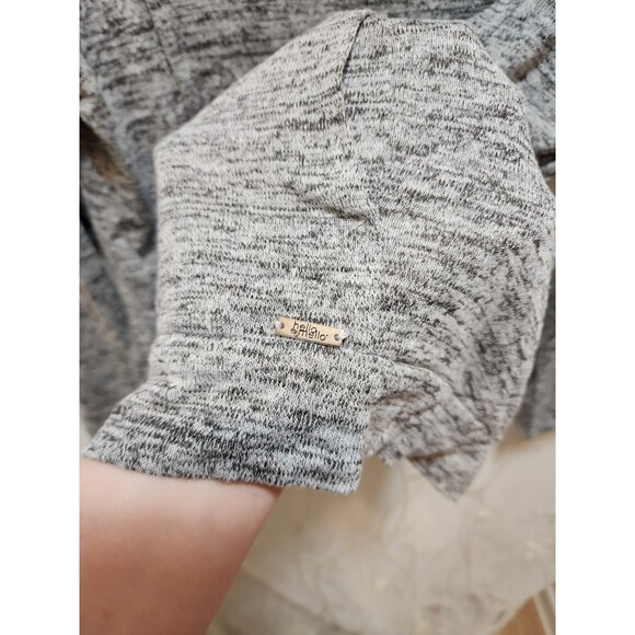 HELLO MELLO WOMENS LARGE GRAY THIN SWEATER COWL SALT & PEPPER SOFT PREPPY COZY - Picture 4 of 11